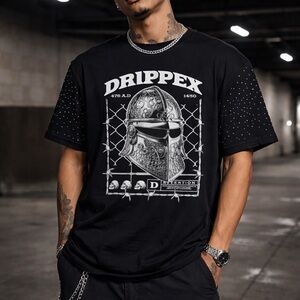 Drippex Black Short-Sleeve Graphic Tee for Men